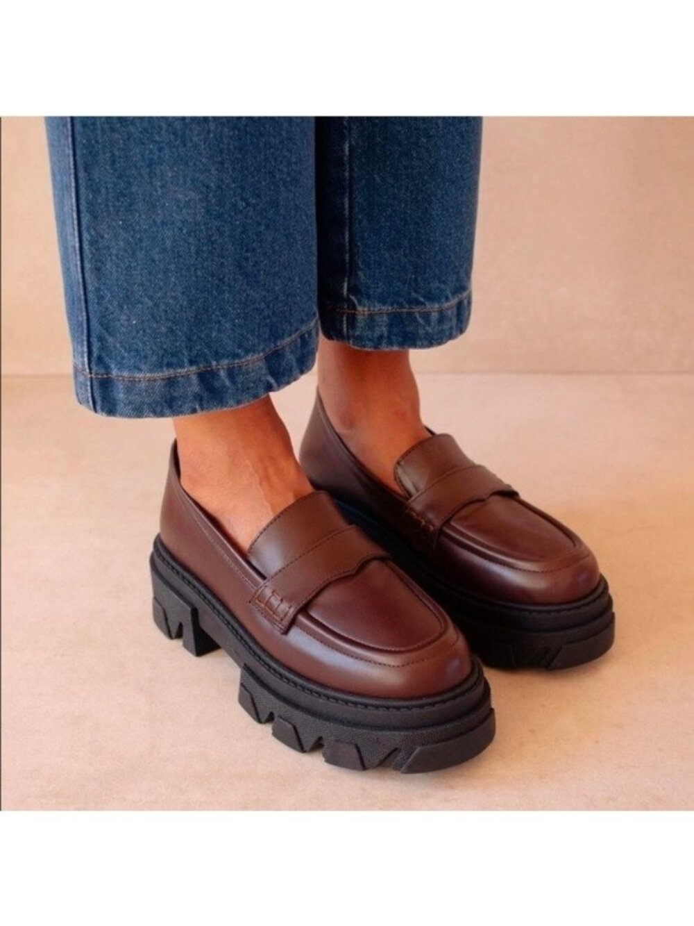Alohas Womens Loafers 10 / 41 Brown Platform Trailblazer Made in Spain NEW